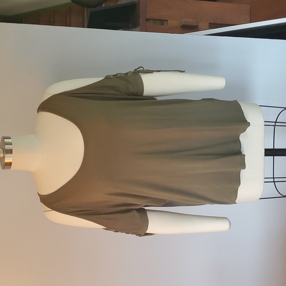 Olive Green Cold Shoulder T-shirt